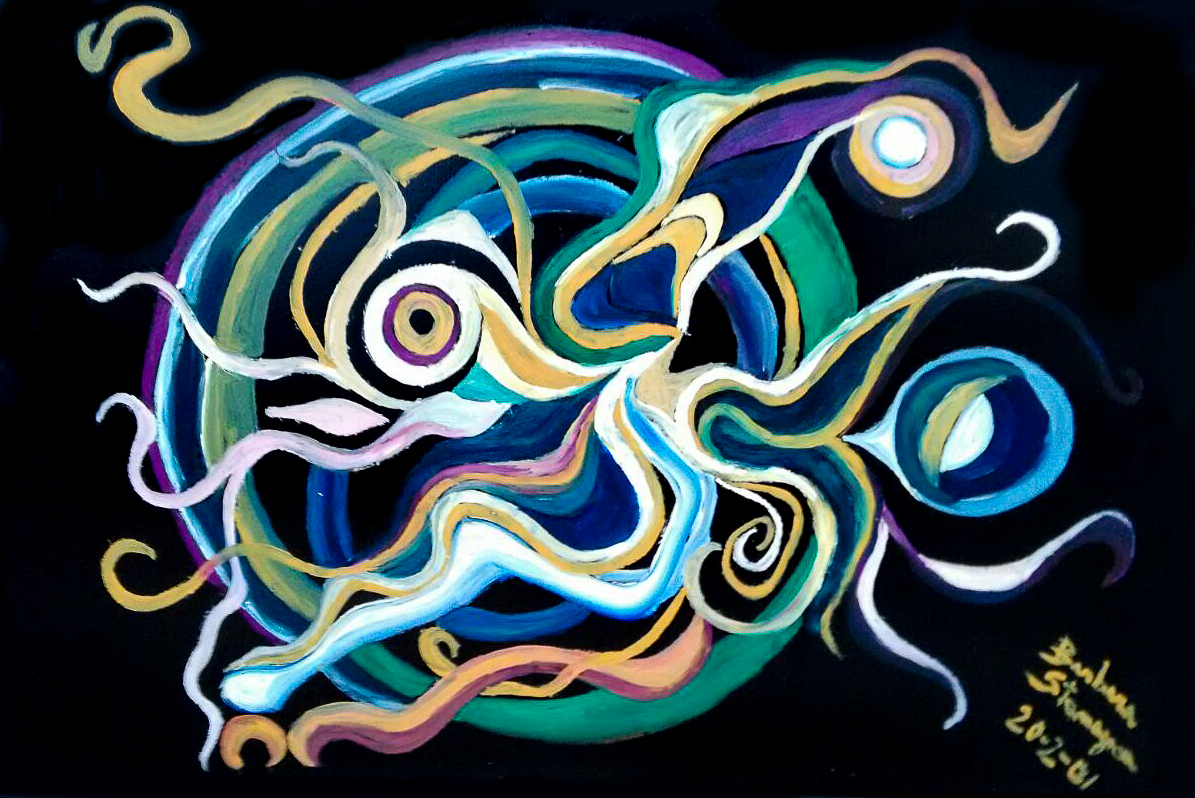 Multicolored oil painted abstract butterfly