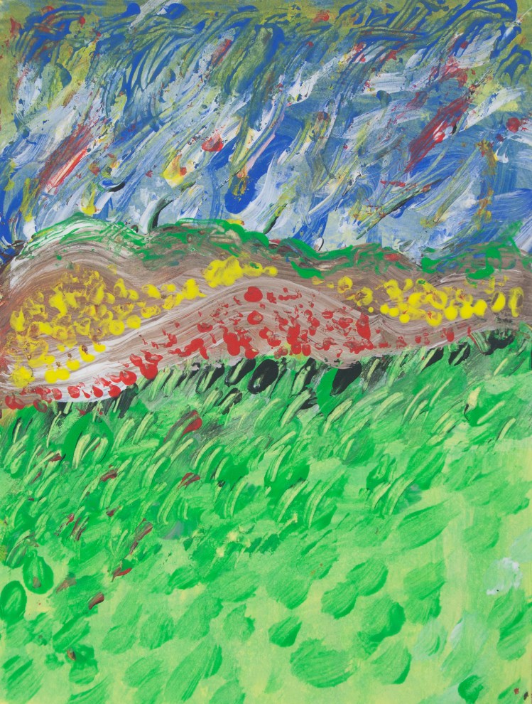 Multicolored abstract-impressionistic windy landscape