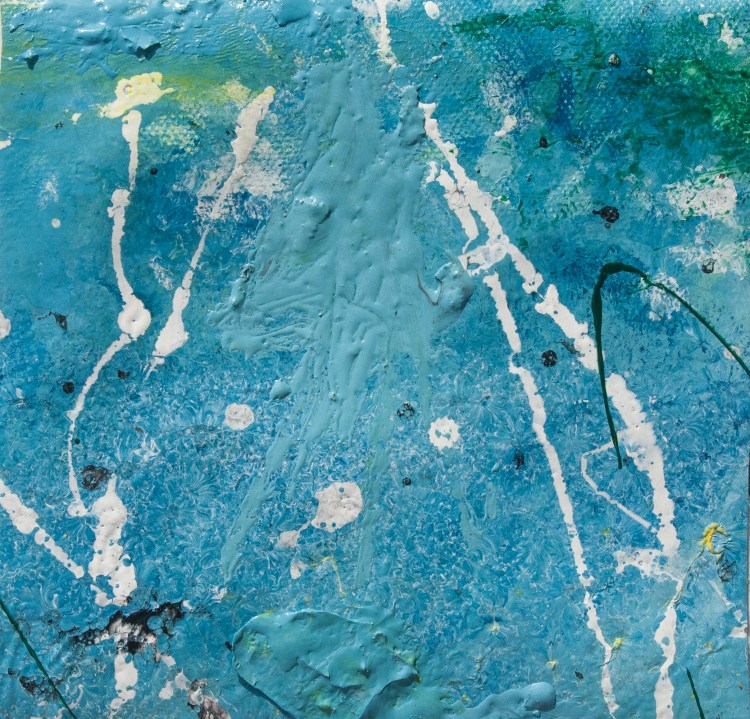 dark green lines and dark blue dots, with  white abstract shapes, lines and dots on dappled backbround