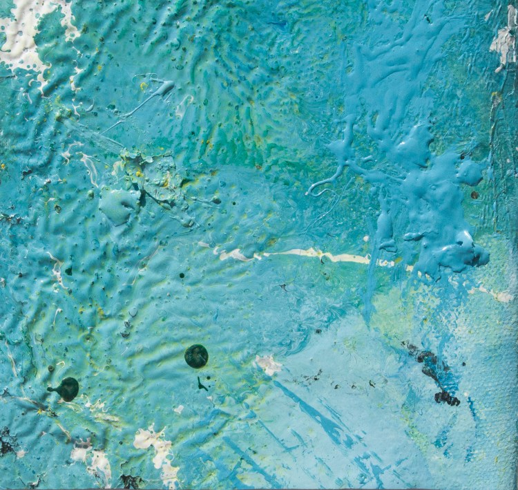 Artwork realized with enamel and tempera colors poured or dripped and smeared on canvas with a knife modified by atmospheric agents with pieces of clotted enamel. This artwork is the n. 11 of the 30 equal pieces