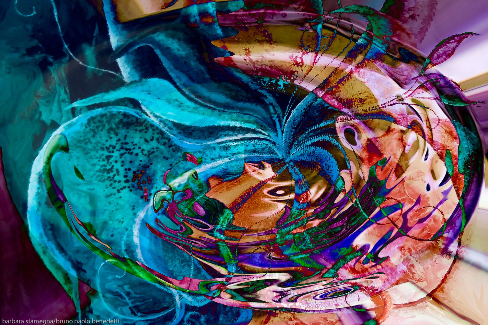 colorful abstract swirl art: colors vortex image with swirling objects and shades fusion art