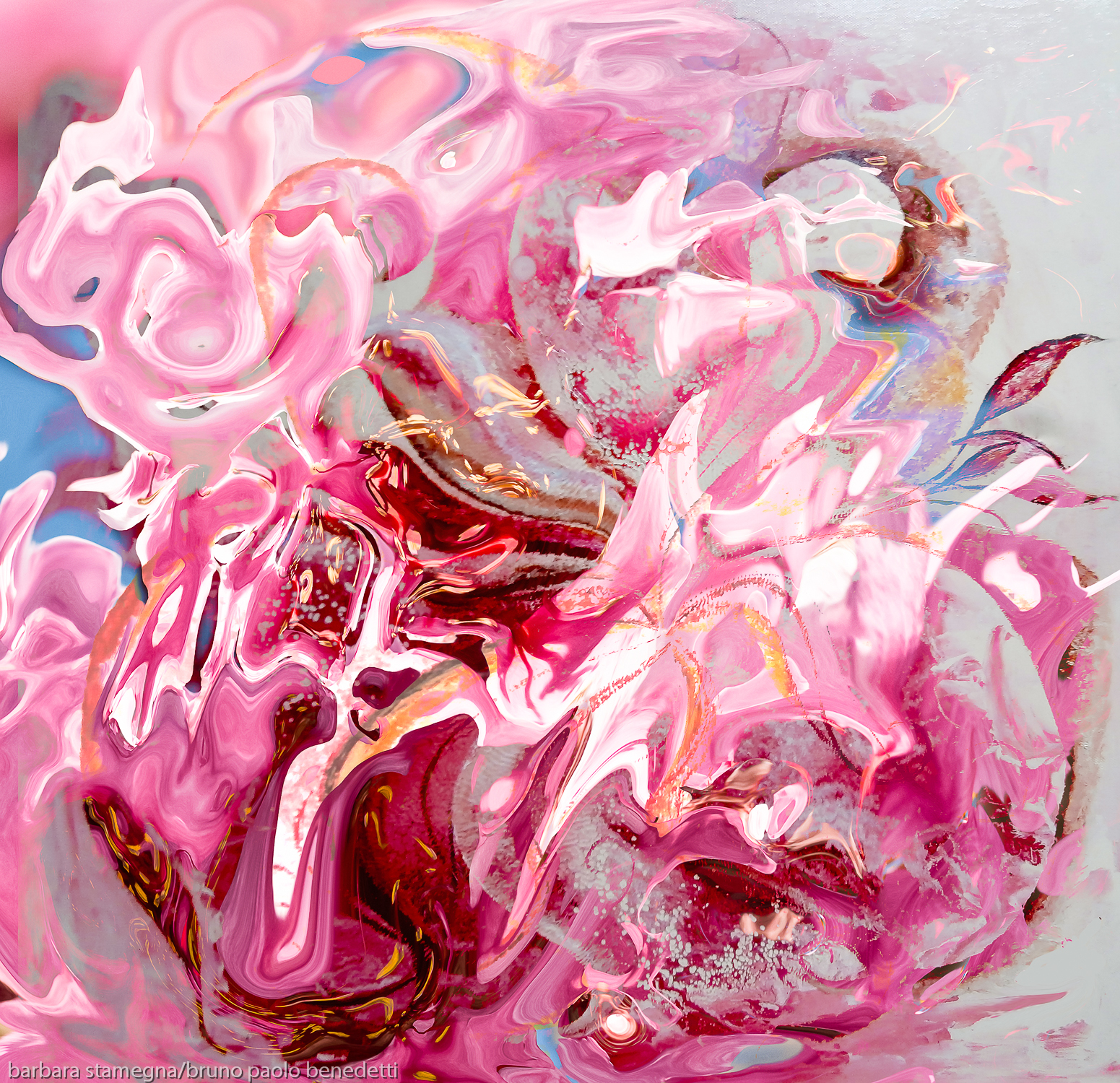 floral pink abstract flower like image in pink tones with shades
