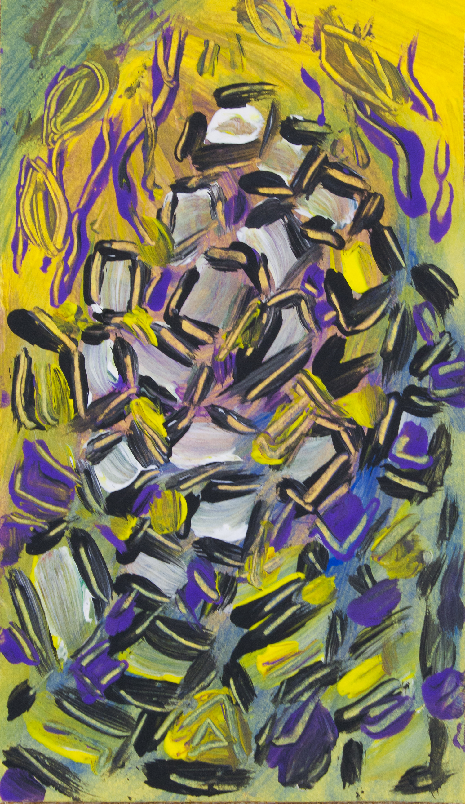 Fluid abstract image with geometric shapes and bended lines