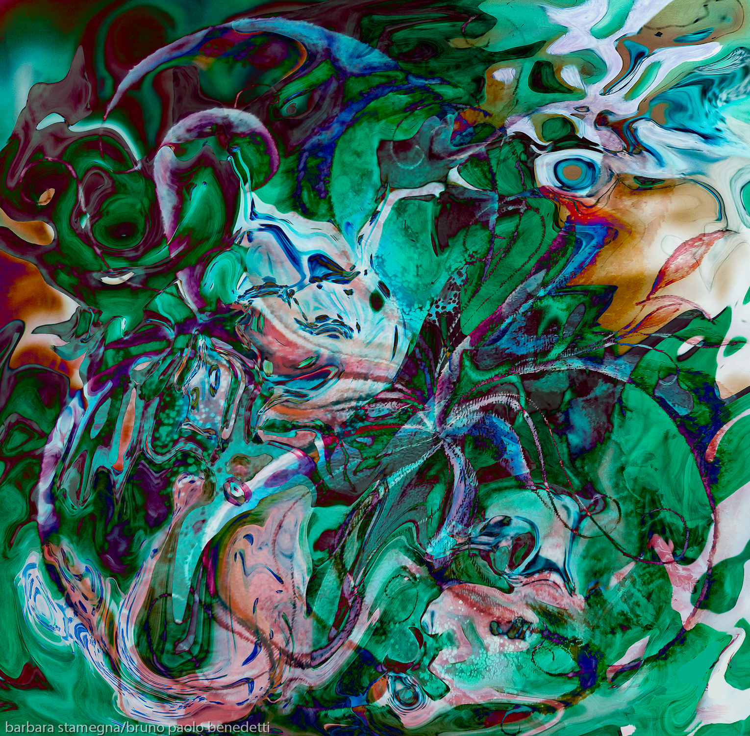 green labyrinth abstractions photography painting art in bright mottled colors