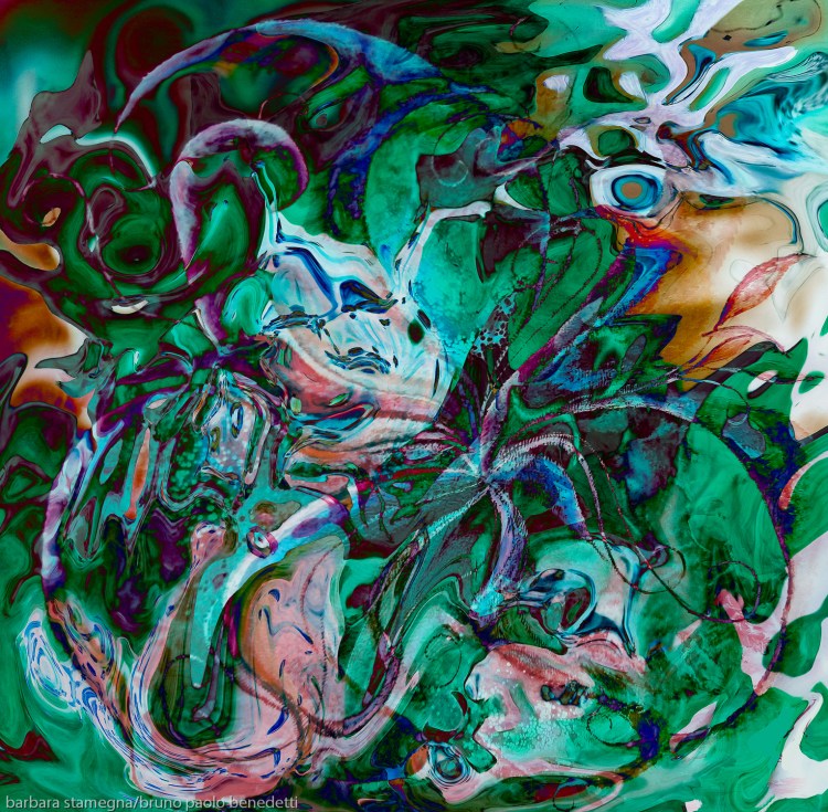 green labyrinth abstractions photography painting art in bright mottled colors