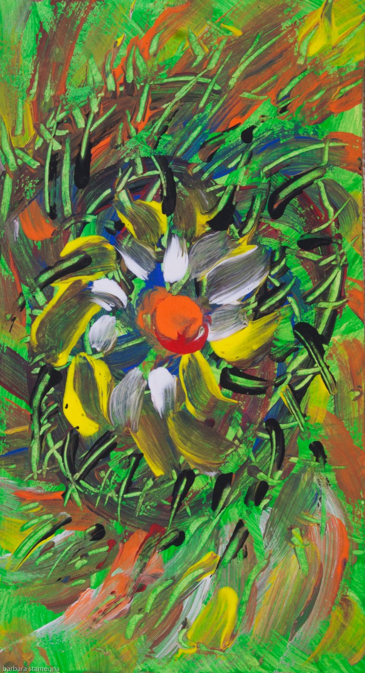 Abstract savage flower in meadow like image with irregular shapes and lines