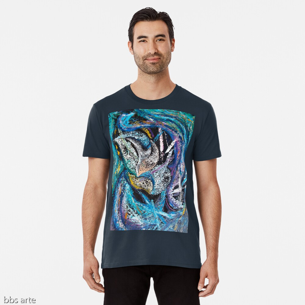 abstract design in rough texture on man t-shirt