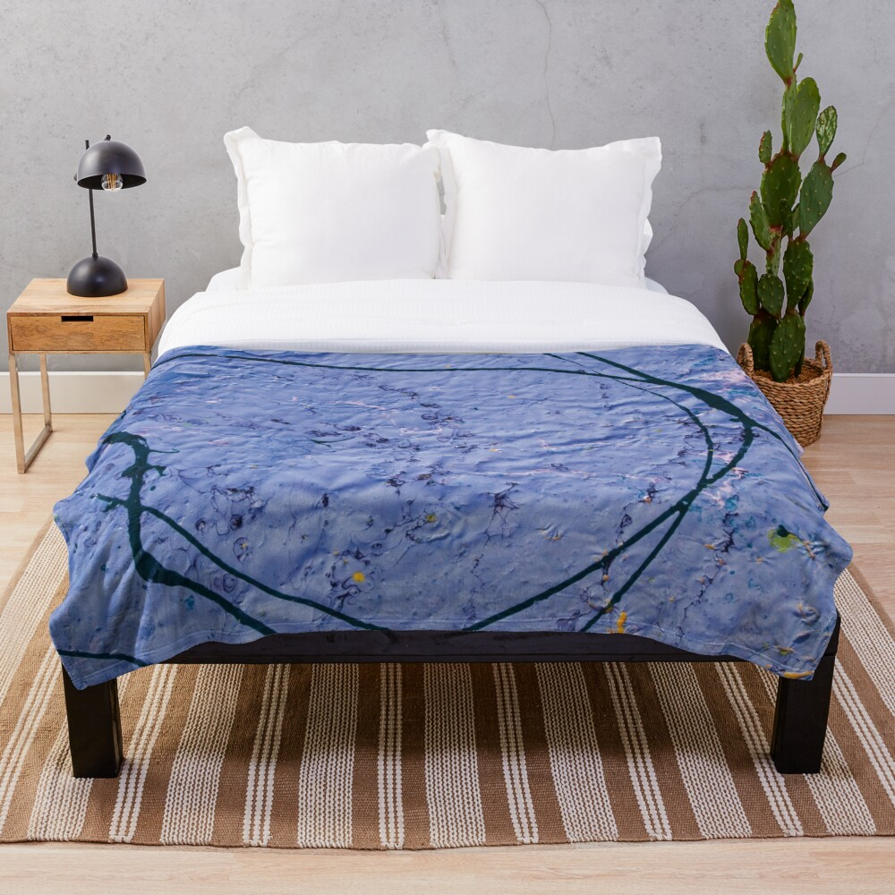 abstract indigo rough texture image comforter in bedroom context