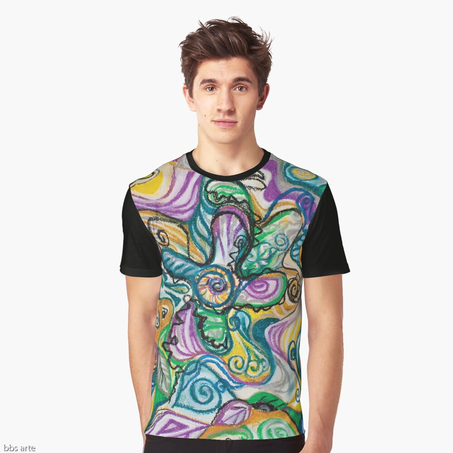 multicolored abstrat cmposition design on graphic t-shirt