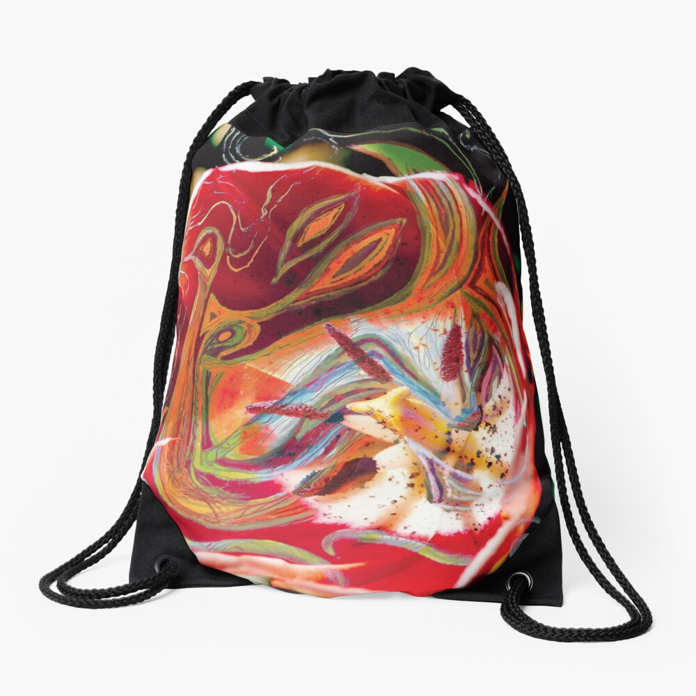 red tones abstract image drawstring bag