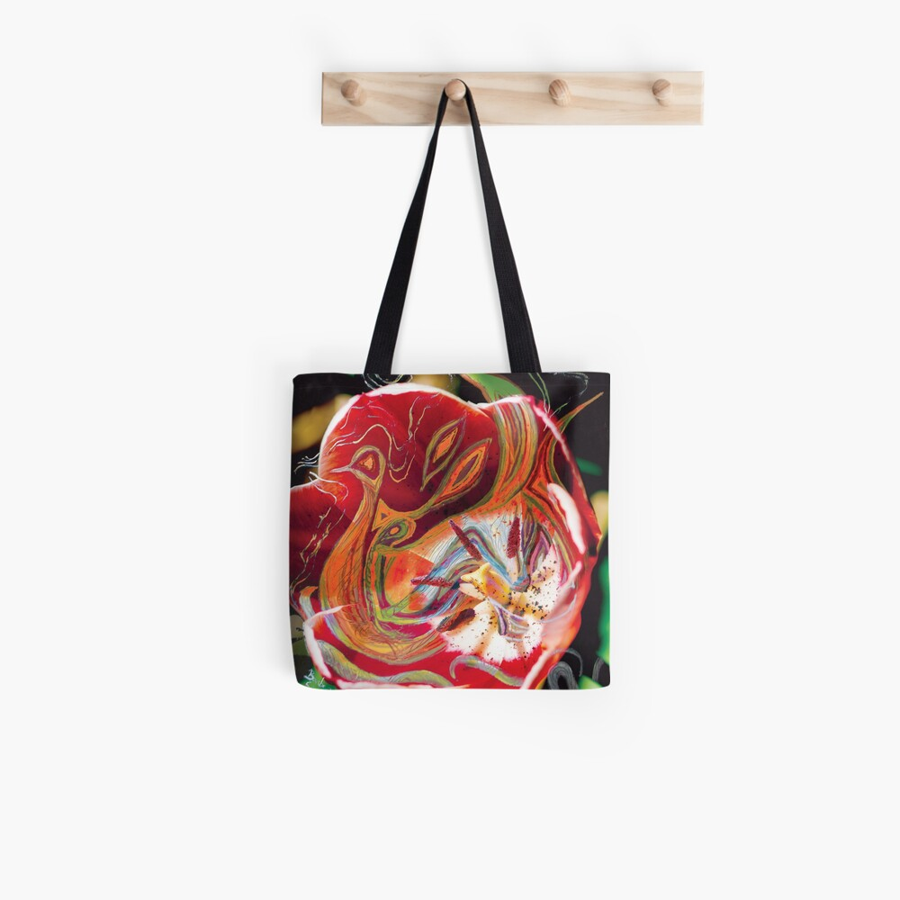 red tones abstract image tote bag