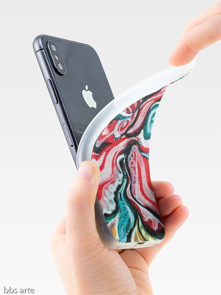 xmas design i Phone cover side view with Christmas colors abstract image in tones of red green, white, black and yellow