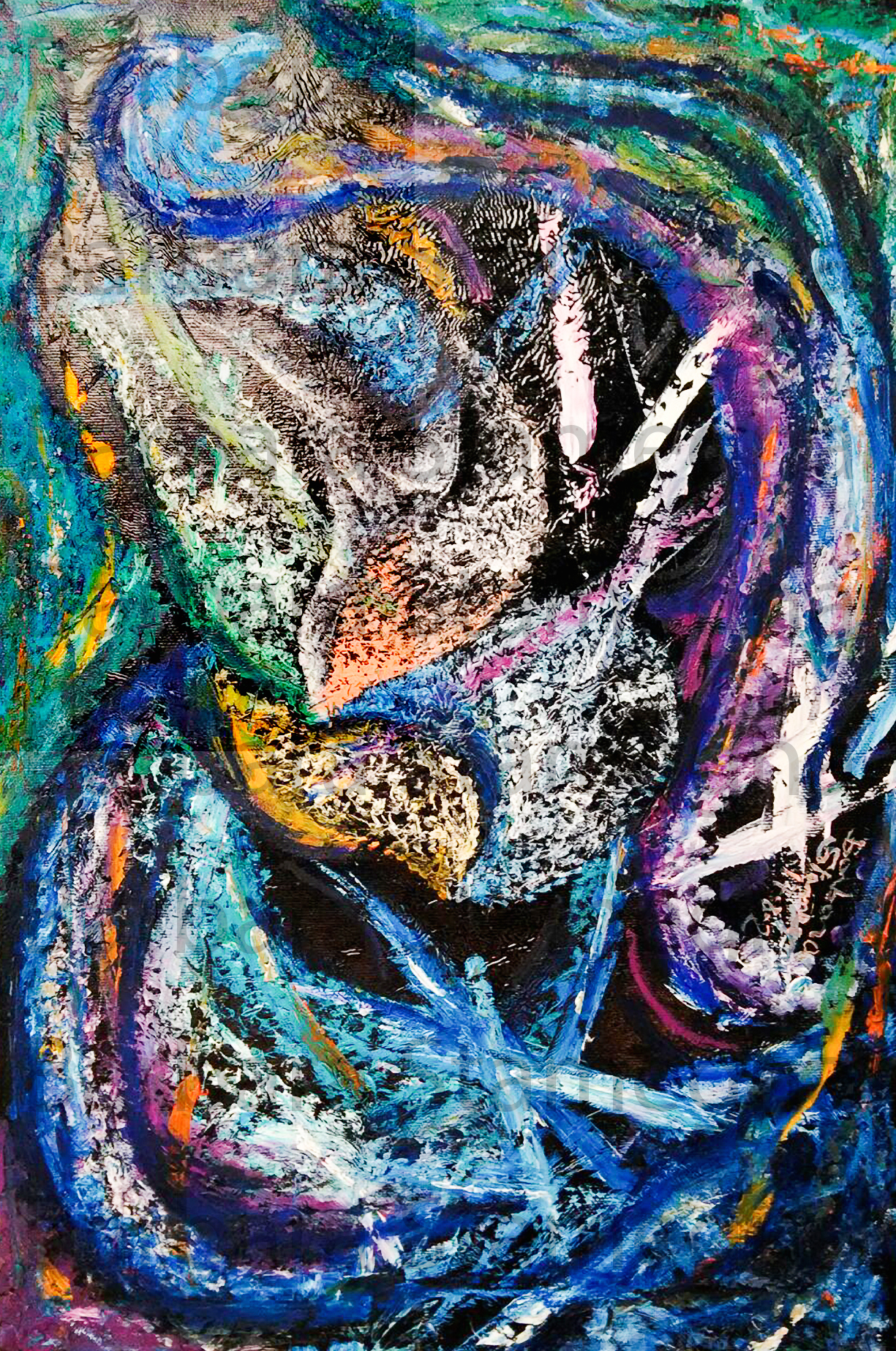 Abstract Blue Lily Original Painting made by Barbara Stamegna