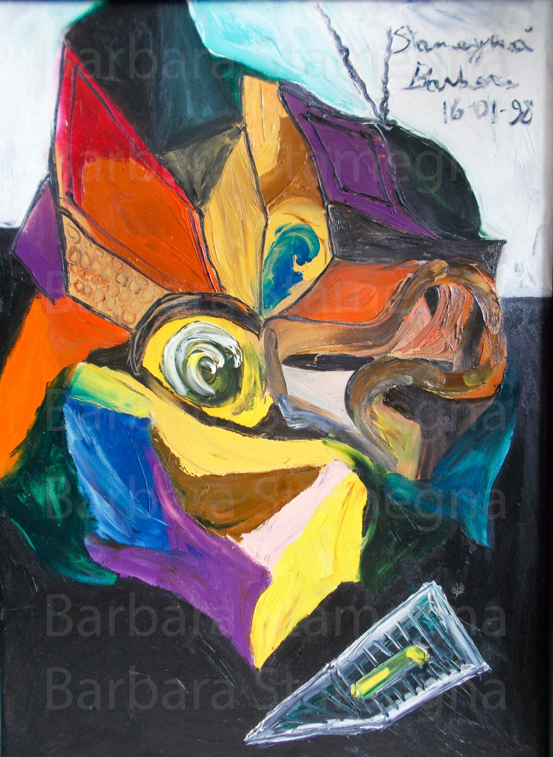 abstract futuristic living room original painting made by Barbara Stamegna