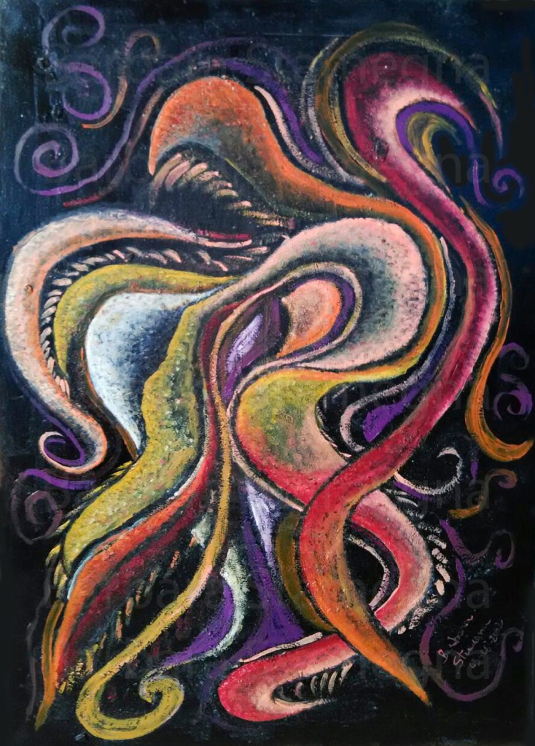 Abstract Herons Original Painting made by Barbara Stamegna