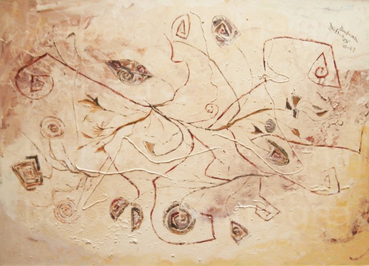 Copper Threads Abstract Painting made by artist Barbara Stamegna